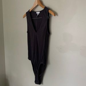 Leith slate gray ribbed bodysuit